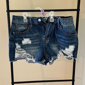 Distressed Denim Shorts